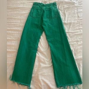 Zara green wide leg jeans
